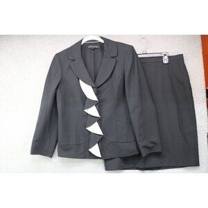 Ann Klein Skirt Suit-Size 10-Wool Blend-Lined-Career-Business-Event